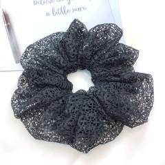 Amazon hot sale new design girls large elastic hollow lace scrunchies for hair