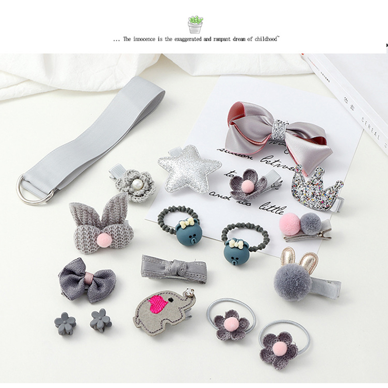 48pcs girls cartoon  bow hair clip hairpin hair band set with box