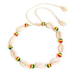 Handmade Jewelry Braided Colored Beaded Shell Short Rope Adjustable Choker Necklace