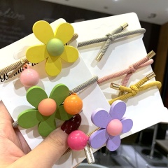 Manufactory bulk cute hair rope jelly ins plastic flower hair ties girls