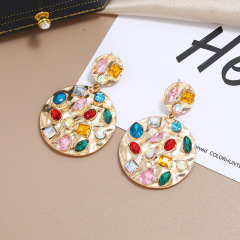 amazon ins Customized fashion trendy lady women girls colorful earring cz stone dangle earring