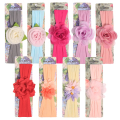 Handmade girls adjustable elastic  3d rose flower child chiffon headbands