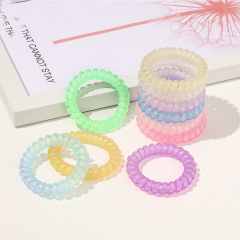 Hot selling popular custom transparent colorful telephone cord hair tie Hot selling popular custom transparent colorful telephone cord hair tie