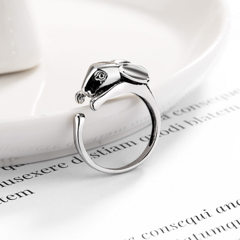 Antique Silver Women Men Jewelry Cute Pig 3D Zodiac Animal Adjustable  Ring