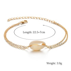 Wholesale simple wild women jewelry natural shell multi-layer beach anklet