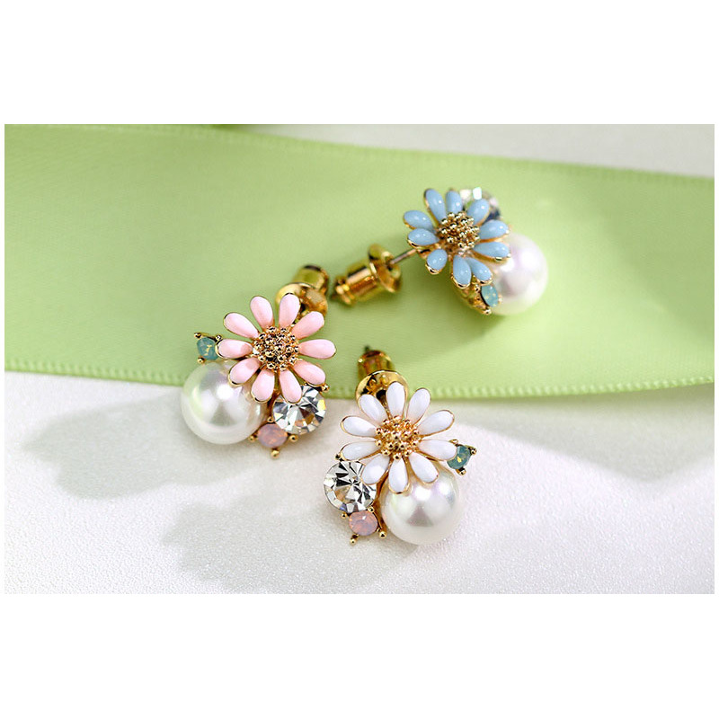 Korea Fashion women jewelry flower earring accessories pearl stud earrings