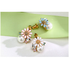 Korea Fashion women jewelry flower earring accessories pearl stud earrings