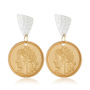 New Design INS Hot Vintage Round Irregular Pearl Baroque Head Coin Earrings New Design INS Hot Vintage Round Irregular Pearl Baroque Head Coin Earrings