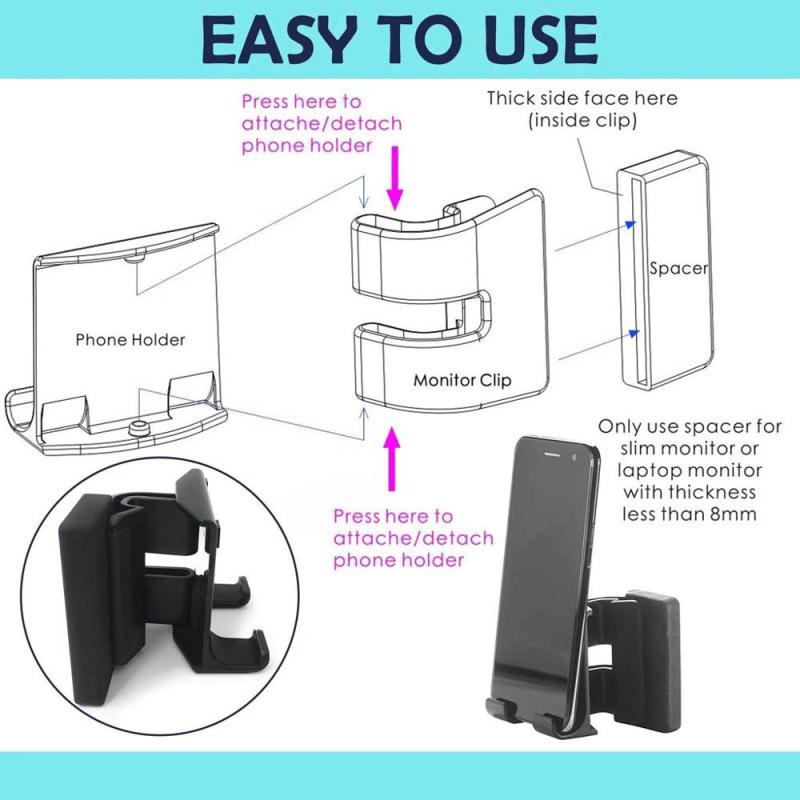 2020 new style foldable adjustable cell phone stand for notebook screen side holder 2020 new style foldable adjustable cell phone stand for notebook screen side holder