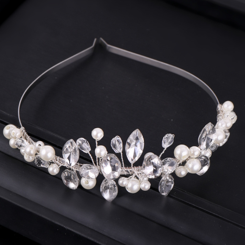 women girl korea fashion hair band crystal wedding bridal pearl headband wedding