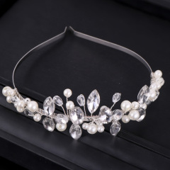 women girl korea fashion hair band crystal wedding bridal pearl headband wedding
