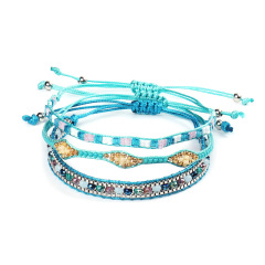 Boho 3pcs tiny bead bracelet Set woven twisted adjustable Seed Bead Bracelet Boho 3pcs tiny bead bracelet Set woven twisted adjustable Seed Bead Bracelet