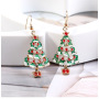 Custom trendy small wholesale women hook oil drip paint alloy christmas tree earrings Custom trendy small wholesale women hook oil drip paint alloy christmas tree earrings