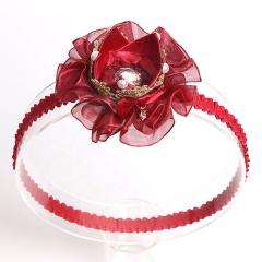 New children's crown flower headdress rhinestones bows pearl 2mm shower hair band