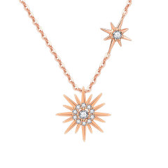 Fashion women wish korean europe zircon jewelry sun 925 gold plated sterling silver necklace