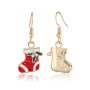 Trendy new rhinestone alloy oil drip paint christmas stocking women hook earrings Trendy new rhinestone alloy oil drip paint christmas stocking women hook earrings