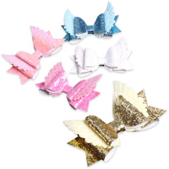 fancy custom decorative ins korean angel wing shine glitter children's hair clip for girls kids