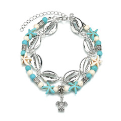 2pcs/set Fashionable sterling silver jewelry women silver anklets with colorful beads 2pcs/set Fashionable sterling silver jewelry women silver anklets with colorful beads