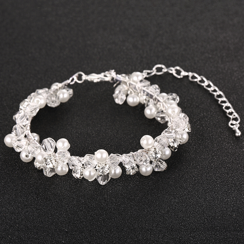 Beauty zodiac party bride crystal silver jewelry  pearl charm wedding  beaded bracelet