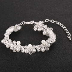 Beauty zodiac party bride crystal silver jewelry pearl charm wedding beaded bracelet