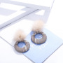 Autumn And Winter lattice circle plush fur ball eardrop earrings for women jewelry