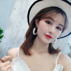 2020 Amazon hot sale Fashion Jewelry Women Girls Wedding Bridal Pearl Hoop Earrings