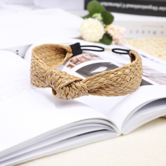 New Fashion Bohemian Beach Striped Cross Girl Woman straw Headband