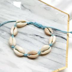 Fashion beach foot jewelry wax thread hand-woven shell anklets for women