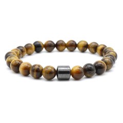 Amazon Hot Selling Custom 8mm Magnetic Charm Beads Stretch Natural Stone Lava Bead Bracelet For Couple