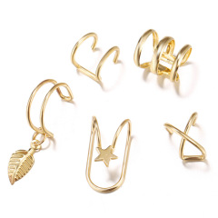2020 amazon ins Fashion C cross shape body Cheap clip on earrings non piercing ear cuff earrings loop gold