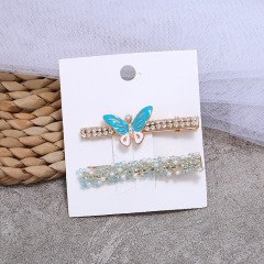 Summer and spring 2pcs/set wholesale ins hot girls crystal butterfly hair clips