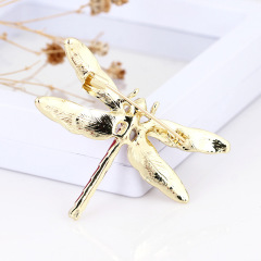 Korean fashion rhinestone alloy crystal dragonfly insect brooches for women and men