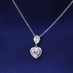 925 sterling silver gold plated yellow moissanite diamond heart pendant necklace