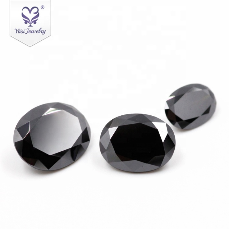 Russia synthetic oval cut black moissanite beads cheap price per carat