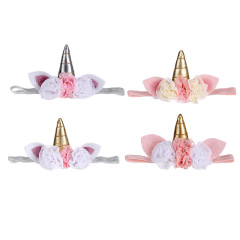 Unicorn hair accessories 3d flower lace crown glitter bling headbands Unicorn hair accessories 3d flower lace crown glitter bling headbands