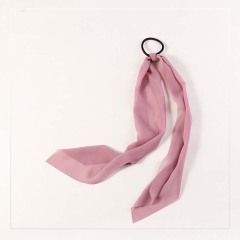 Hot sale new style girls solid color chiffon long ribbon elastic hair ties