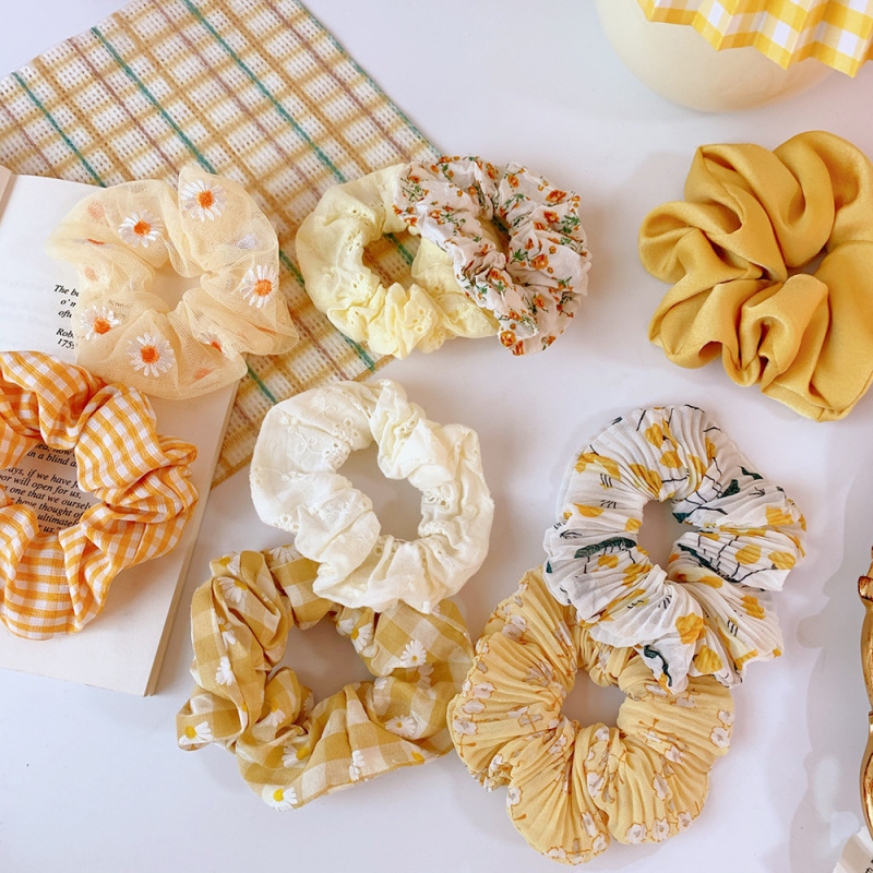 summer and spring custom soft floral print fabric elastic hair scrunchies hair tie for women