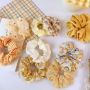 summer and spring custom soft floral print fabric elastic hair scrunchies hair tie for women