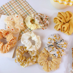 summer and spring custom soft floral print fabric elastic hair scrunchies hair tie for women