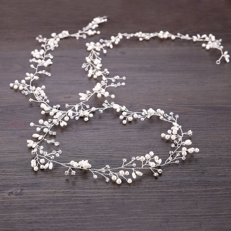 Wholesale korea fashion copper silver long hair band wedding bridal headband rhinestone