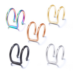 2020 amazon ins Fashion C cross shape body Cheap clip on earrings non piercing ear cuff earrings loop gold