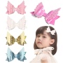 Wholesale bulk hair bow alligator clips leather material glyte children's hair ornament