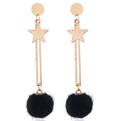 Winter Fashion Cute Star Faux Fur Ball Eardrop Dangle Drop Earrings For Women