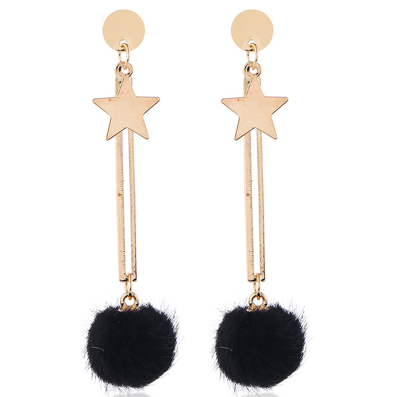 Winter Fashion Cute Star Faux Fur Ball Eardrop Dangle Drop Earrings For Women Winter Fashion Cute Star Faux Fur Ball Eardrop Dangle Drop Earrings For Women
