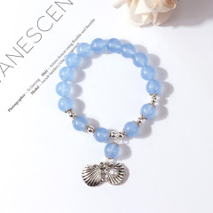 Fashion jewelry alloy shell pearl zircon copper crystal elastic bracelet