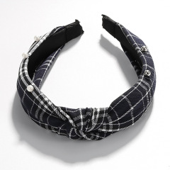 Print Bunny Ears knit Bowknot Hair Accessories Cloth Wrapped women hair band