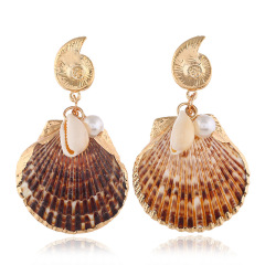 2020 new Ins amazon Fashion women girls drop color gold plated sea shell earrings