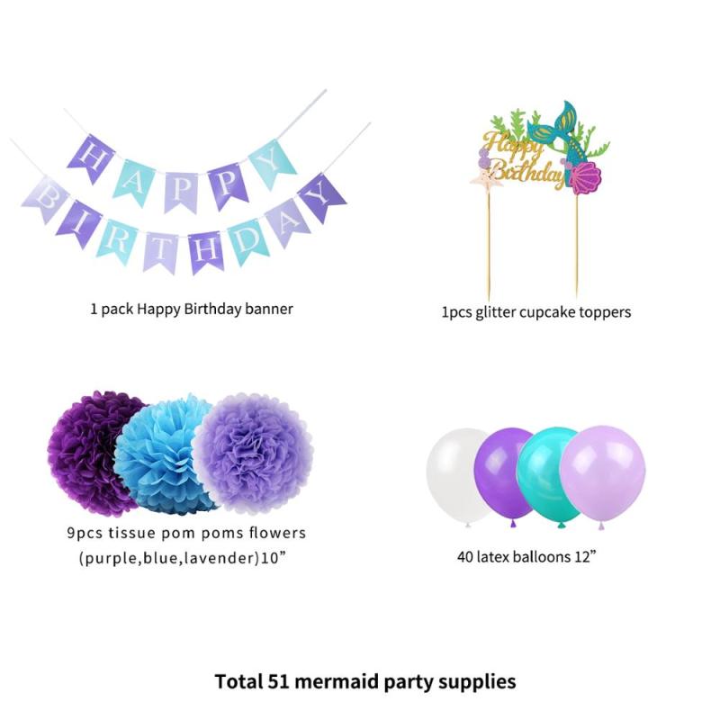 Wholesale Birthday glitter gold cake topper balloons Mermaid Party Supplies
