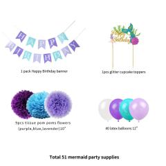 Wholesale Birthday glitter gold cake topper balloons Mermaid Party Supplies