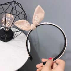 Non Slip Bunny Ears Bowknot pearl Hoop Hair Accessories Hairbands women